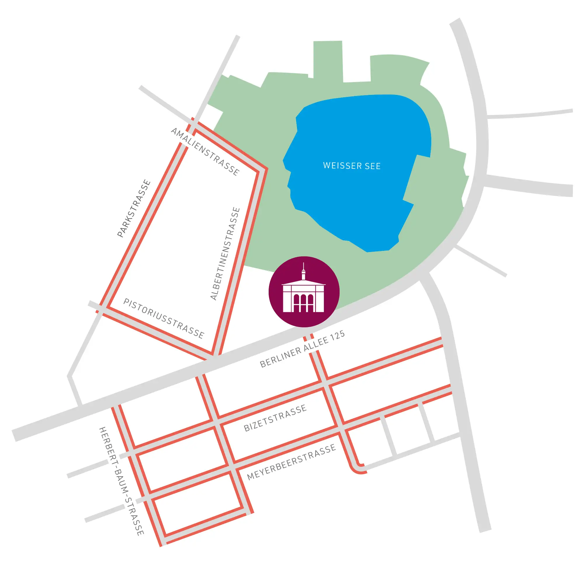 Parkmöglichkeiten in den Seitenstraßen des Peter Edel